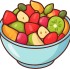 Generate  Oryginalna przyjazna ilustracja dla strony internetowej przedszkola  kolorowa salatka owocowa w duzej miseczce widoczne kawalki jablka banana truskawek winogron pomaranczy i kiwi kilka prosty 1