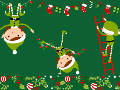 Green Playful Festive Decorated Christmas Zoom Virtual Background