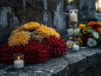 chryzantemy i znicze polskie cmentarze