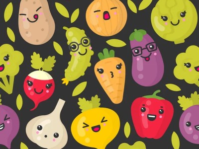 depositphotos 274691552 stock illustration cute smiling vegetables vector seamless