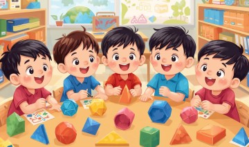 figury geometryczne dzieci w przedszkolu