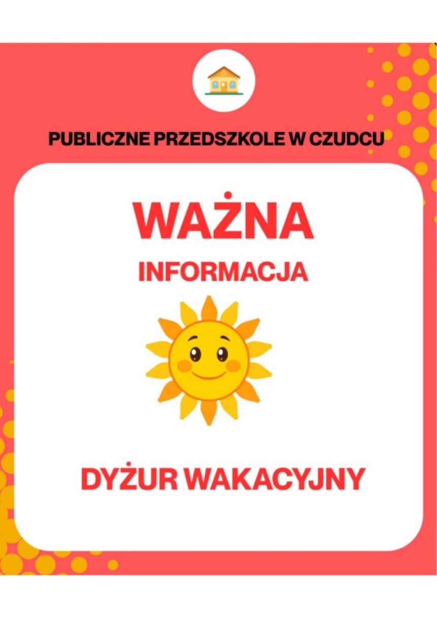 OGŁOSZENIE- DYŻUR WAKACYJNY