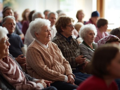 seniorzy ogladaja jaselka przedstawiane przez dzieci