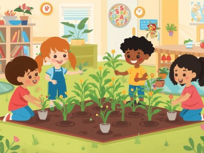 zielone kaciki rosliny sadzenie dzieci w przedszkolu grafika